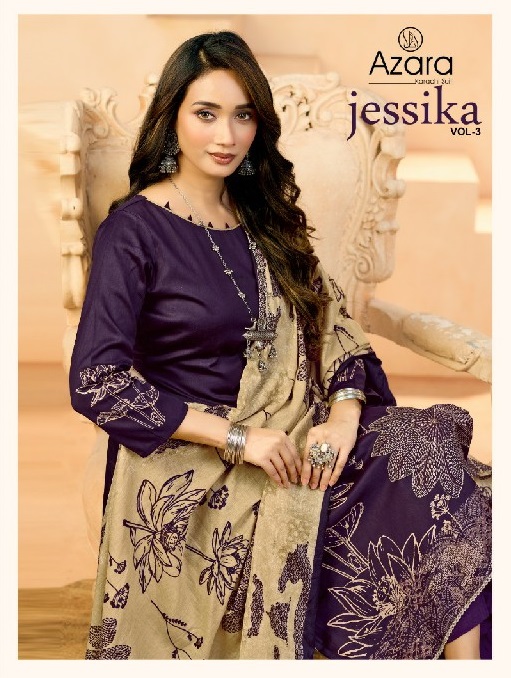 AZARA BY RADHIKA FASHION JESSIKA VOL 3 WHOLESALE PURE JAAM COTTON DESIGNER UNSTITCH SALWAR SUITS SUPPLIER