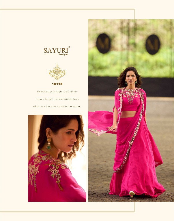 GAUHAR BY SAYURI DESIGNER WHOLESALE READYMADE REAL CREP SILK LATEST TRENDY JACKET STYLE SHRUG WITH BLOUSE AND LEHENGA FOR WOMEN ONLINE