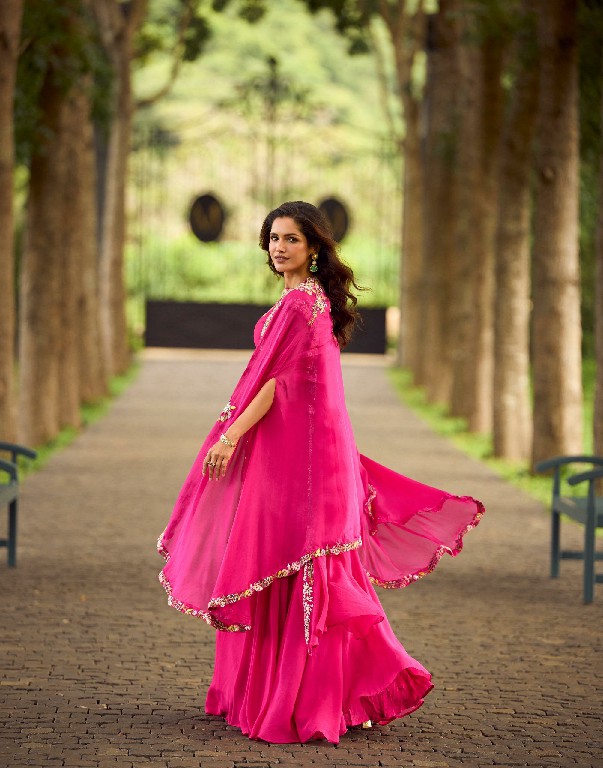 GAUHAR BY SAYURI DESIGNER WHOLESALE READYMADE REAL CREP SILK LATEST TRENDY JACKET STYLE SHRUG WITH BLOUSE AND LEHENGA FOR WOMEN ONLINE