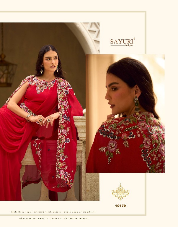 GAUHAR BY SAYURI DESIGNER WHOLESALE READYMADE REAL CREP SILK LATEST TRENDY JACKET STYLE SHRUG WITH BLOUSE AND LEHENGA FOR WOMEN ONLINE