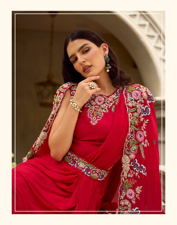 GAUHAR BY SAYURI DESIGNER WHOLESALE READYMADE REAL CREP SILK LATEST TRENDY JACKET STYLE SHRUG WITH BLOUSE AND LEHENGA FOR WOMEN ONLINE