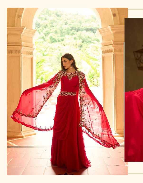 GAUHAR BY SAYURI DESIGNER WHOLESALE READYMADE REAL CREP SILK LATEST TRENDY JACKET STYLE SHRUG WITH BLOUSE AND LEHENGA FOR WOMEN ONLINE