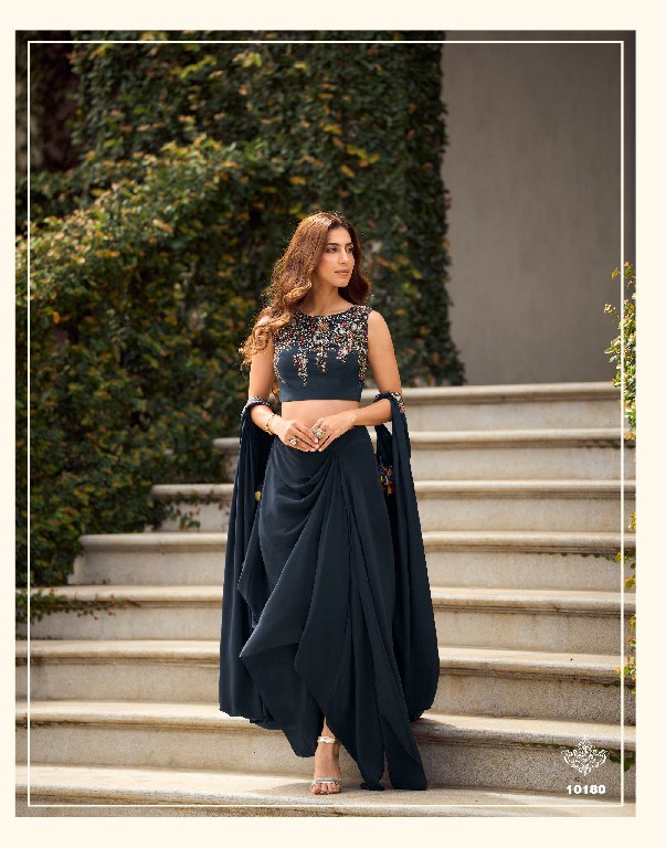GAUHAR BY SAYURI DESIGNER WHOLESALE READYMADE REAL CREP SILK LATEST TRENDY JACKET STYLE SHRUG WITH BLOUSE AND LEHENGA FOR WOMEN ONLINE