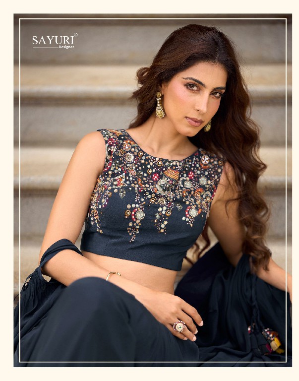 GAUHAR BY SAYURI DESIGNER WHOLESALE READYMADE REAL CREP SILK LATEST TRENDY JACKET STYLE SHRUG WITH BLOUSE AND LEHENGA FOR WOMEN ONLINE
