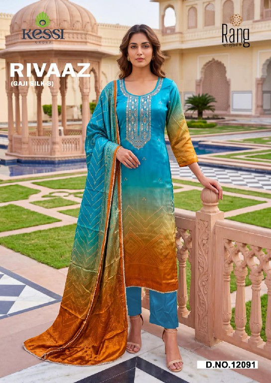 KESSI RANG RIVAAZ GAJI SILK VOL 3 WHOLESALE PURE GAJI SILK FESTIVE LOOK UNSTITCH SALWAR SUITS EXPORTER