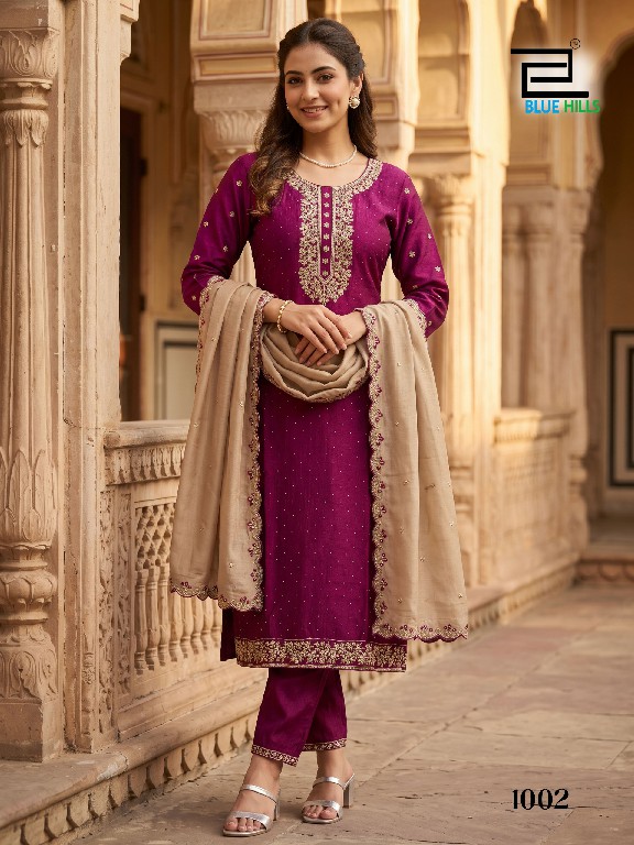BLUE HILLS ADHIRA WHOLESALE READYMADE VECHITRA WITH WORK BIG SIZE TRENDING 3 PCS COMBO SET SUITS SUPPLIER