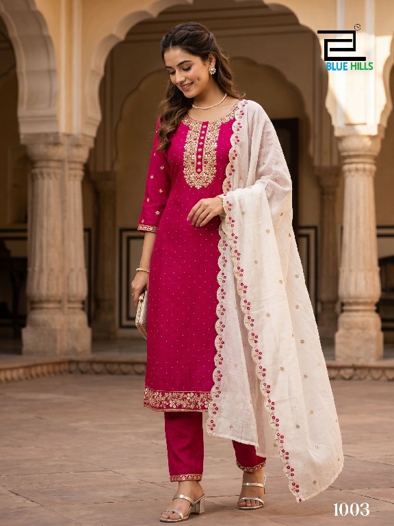 BLUE HILLS ADHIRA WHOLESALE READYMADE VECHITRA WITH WORK BIG SIZE TRENDING 3 PCS COMBO SET SUITS SUPPLIER
