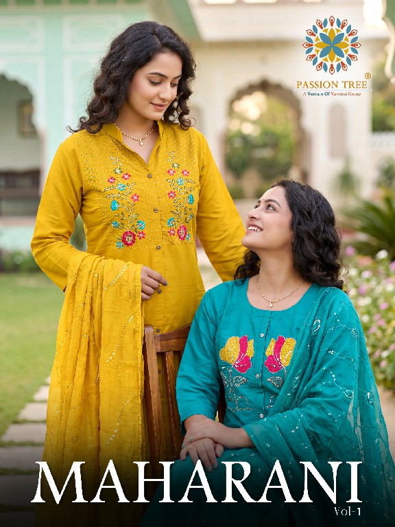 PASSION TREE MAHARANI VOL 1 WHOLESALE READYMADE ROMAN SILK BIG SIZE A LINE CUT 3 PCS SUITS EXPORTER