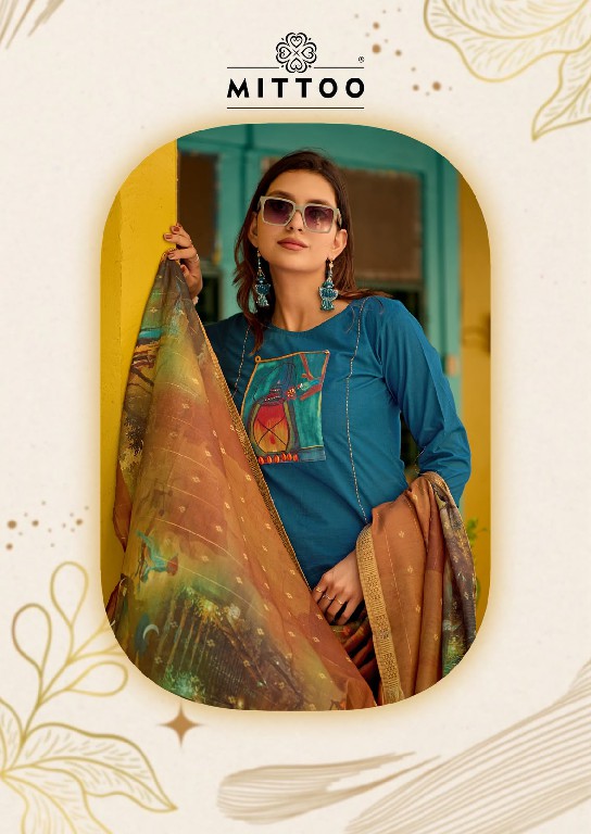 MITTOO GOPIKA WHOLESALE READYMADE DHAABU COTTON UNIQUE PATCH WORK 3 PCS SUITS EXPORTER