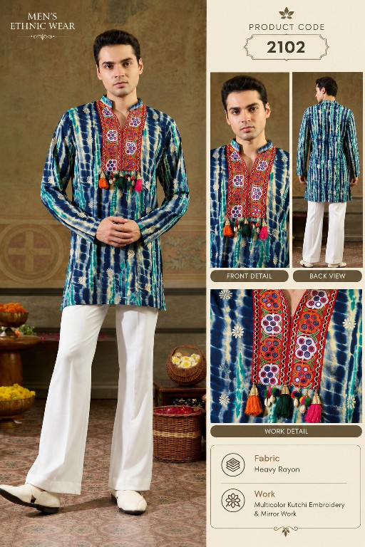 SHUBHVASTRA LERIYA PRINT WHOLESALE READYMADE HEAVY RAYON NAVRATRI SPECIAL KURTA WITH PANT FOR MEN ONLINE