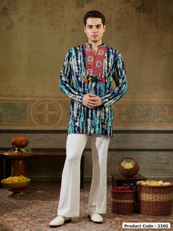 SHUBHVASTRA LERIYA PRINT WHOLESALE READYMADE HEAVY RAYON NAVRATRI SPECIAL KURTA WITH PANT FOR MEN ONLINE