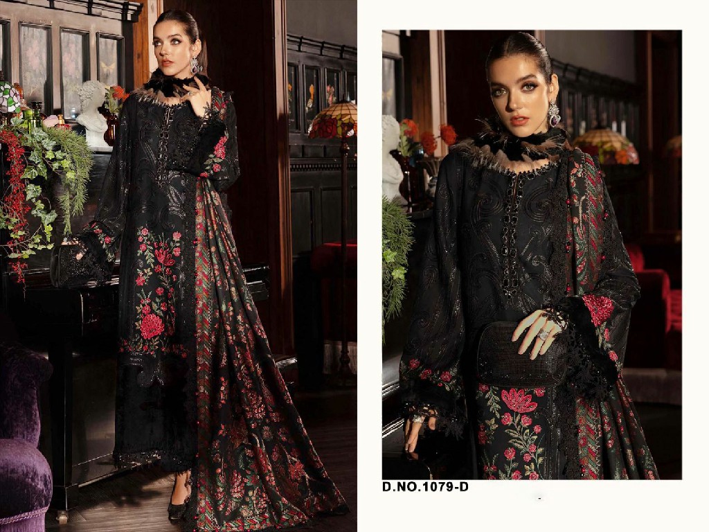 FLORENT D.NO 1079 WHOLESALE CAMBRIC COTTON WITH HEAVY WORK UNSTITCH SALWAR SUITS FOR EXPORT