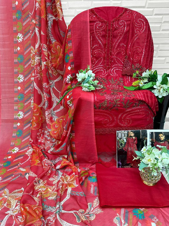 FLORENT D.NO 1079 WHOLESALE CAMBRIC COTTON WITH HEAVY WORK UNSTITCH SALWAR SUITS FOR EXPORT