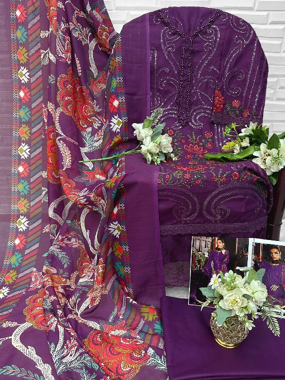 FLORENT D.NO 1079 WHOLESALE CAMBRIC COTTON WITH HEAVY WORK UNSTITCH SALWAR SUITS FOR EXPORT