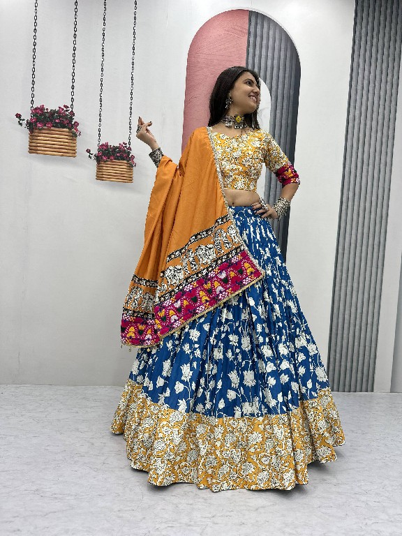 PRISHA CREATION D.NO PC-N49 WHOLESALE READYMADE RAYON COTTON GANTHI WORK NAVRATRI SPECIAL LEHENGA CHOLI FOR EXPORT