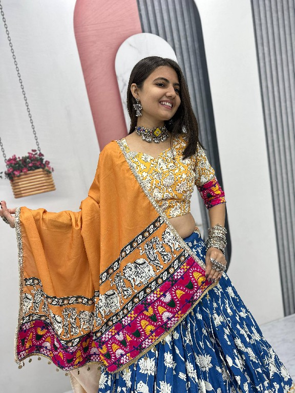 PRISHA CREATION D.NO PC-N49 WHOLESALE READYMADE RAYON COTTON GANTHI WORK NAVRATRI SPECIAL LEHENGA CHOLI FOR EXPORT