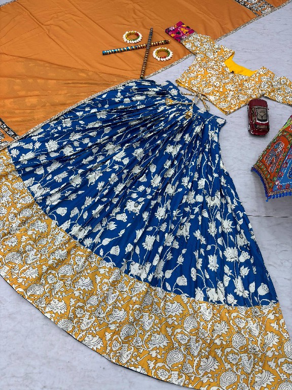 PRISHA CREATION D.NO PC-N49 WHOLESALE READYMADE RAYON COTTON GANTHI WORK NAVRATRI SPECIAL LEHENGA CHOLI FOR EXPORT