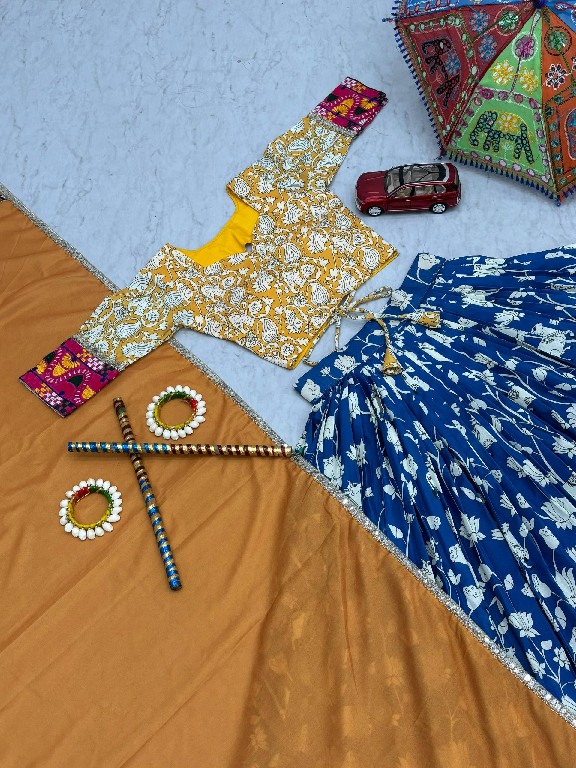 PRISHA CREATION D.NO PC-N49 WHOLESALE READYMADE RAYON COTTON GANTHI WORK NAVRATRI SPECIAL LEHENGA CHOLI FOR EXPORT