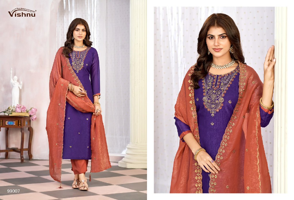 VISHNU KASEEDA WHOLESALE CRUNCHY SILK FASHIONABLE UNSTITCH SALWAR SUITS EXPORTER