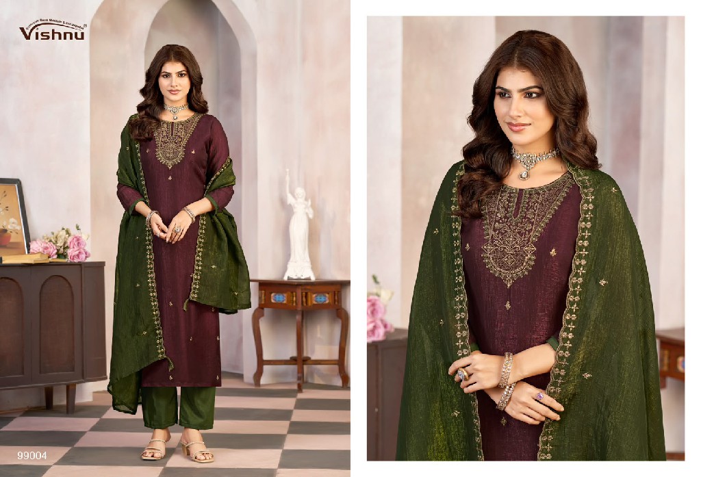 VISHNU KASEEDA WHOLESALE CRUNCHY SILK FASHIONABLE UNSTITCH SALWAR SUITS EXPORTER