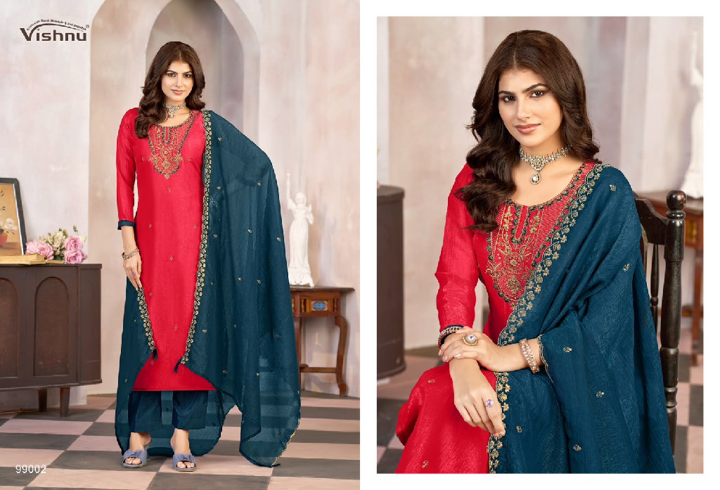 VISHNU KASEEDA WHOLESALE CRUNCHY SILK FASHIONABLE UNSTITCH SALWAR SUITS EXPORTER