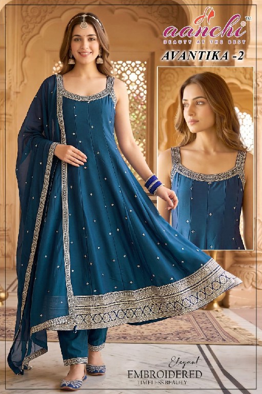 AANCHI AVANTIKA WHOLESALE READYMADE VICHITRA SILK SPAGHETTI STYLE 3 PCS COMBO SET SUITS FOR EXPORT