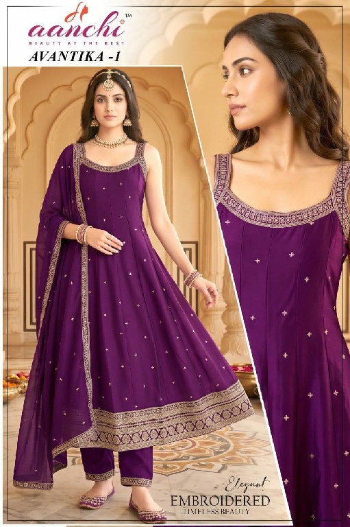 AANCHI AVANTIKA WHOLESALE READYMADE VICHITRA SILK SPAGHETTI STYLE 3 PCS COMBO SET SUITS FOR EXPORT