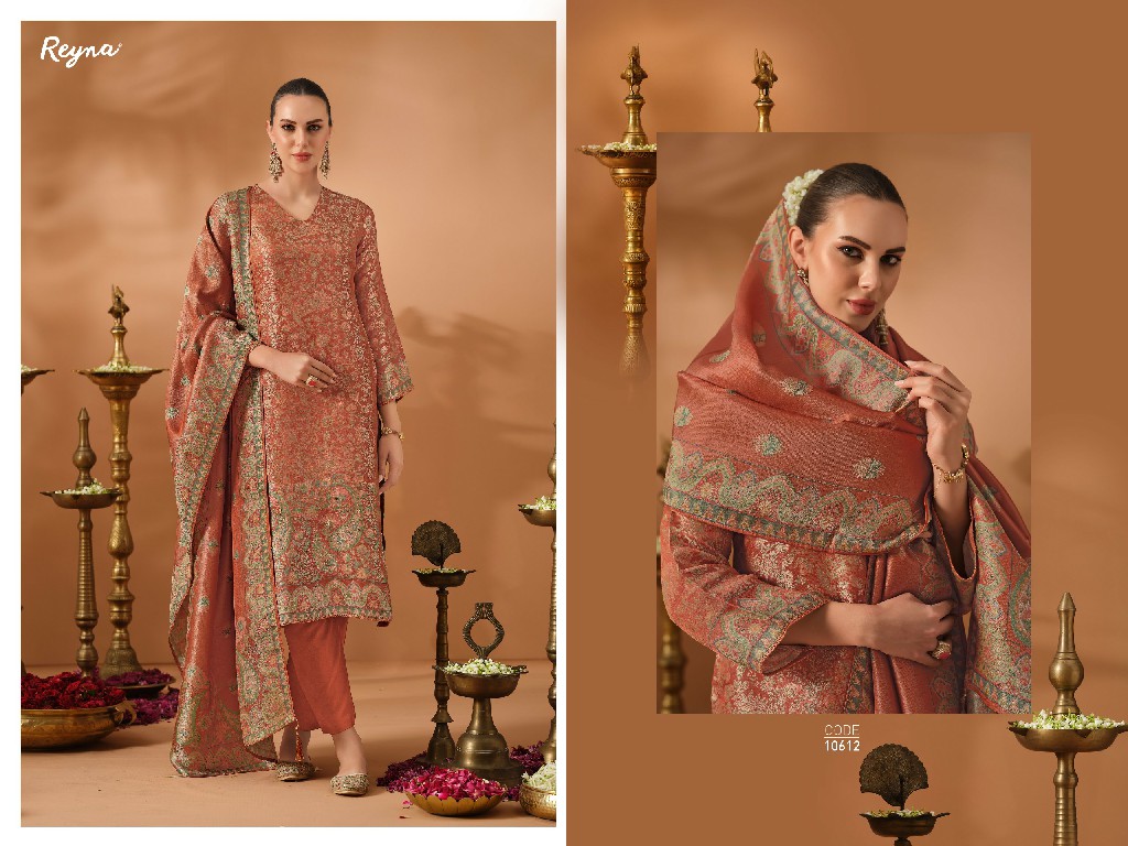 REYNA KASHI WEAVES WHOLESALE PURE KANJIVARAM SILK FESTIVE LOOK UNSTITCH SALWAR SUITS EXPORTER