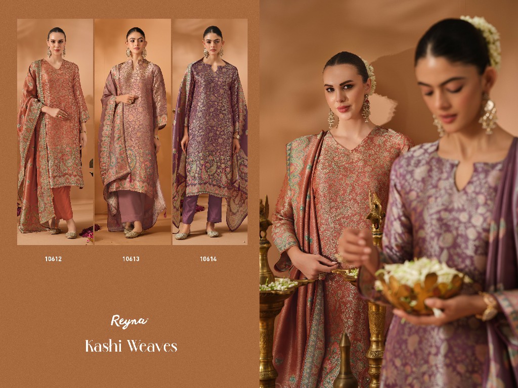 REYNA KASHI WEAVES WHOLESALE PURE KANJIVARAM SILK FESTIVE LOOK UNSTITCH SALWAR SUITS EXPORTER