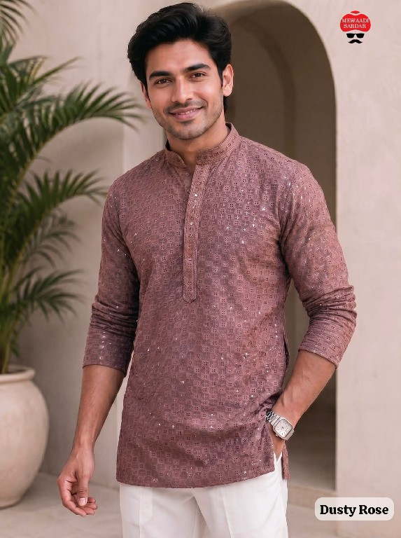 TEXTILEDEAL CHIKANKARI 2.0 WHOLEALE READYMADE RAYON CHIKAN WORK STYLISH SHORT KURTA FOR MEN ONLINE