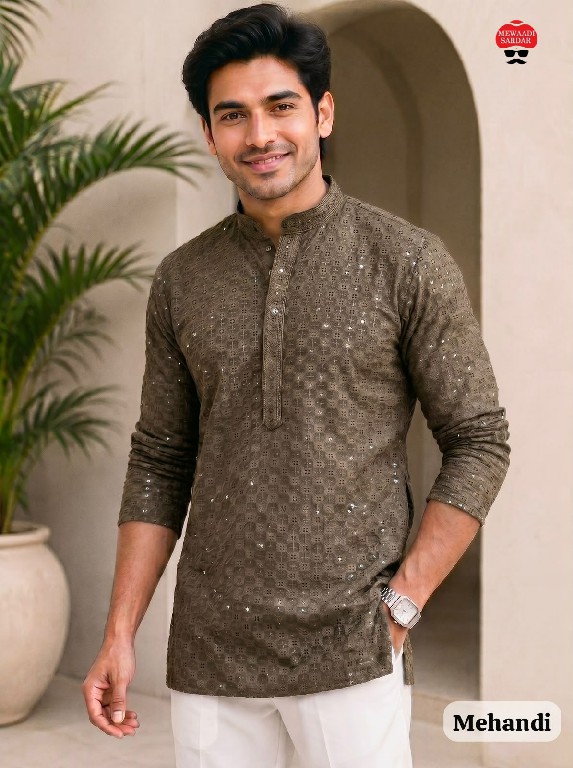 TEXTILEDEAL CHIKANKARI 2.0 WHOLEALE READYMADE RAYON CHIKAN WORK STYLISH SHORT KURTA FOR MEN ONLINE