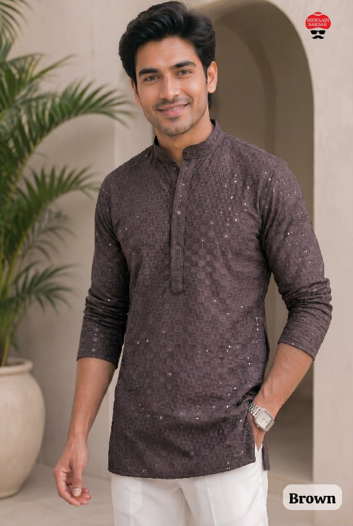TEXTILEDEAL CHIKANKARI 2.0 WHOLEALE READYMADE RAYON CHIKAN WORK STYLISH SHORT KURTA FOR MEN ONLINE
