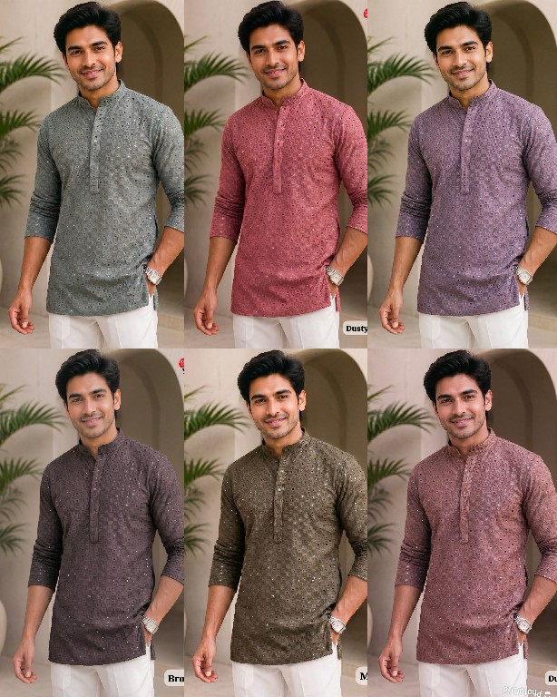 TEXTILEDEAL CHIKANKARI 2.0 WHOLEALE READYMADE RAYON CHIKAN WORK STYLISH SHORT KURTA FOR MEN ONLINE