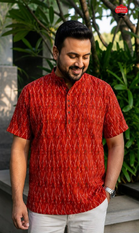 TEXTILEDEAL B-DESI WHOLESALE READYMADE COTTON PRINTED CASUAL HALF SLEEVES SHORT KURTA FOR MEN SUPPLIER