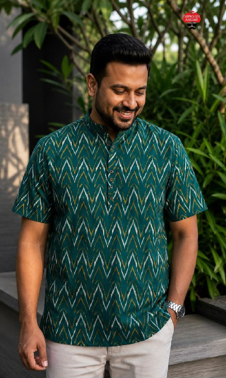 TEXTILEDEAL B-DESI WHOLESALE READYMADE COTTON PRINTED CASUAL HALF SLEEVES SHORT KURTA FOR MEN SUPPLIER