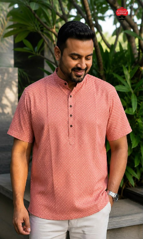 TEXTILEDEAL B-DESI WHOLESALE READYMADE COTTON PRINTED CASUAL HALF SLEEVES SHORT KURTA FOR MEN SUPPLIER