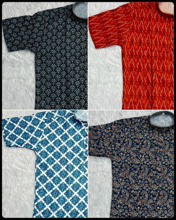 TEXTILEDEAL B-DESI WHOLESALE READYMADE COTTON PRINTED CASUAL HALF SLEEVES SHORT KURTA FOR MEN SUPPLIER