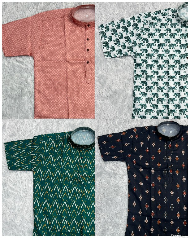 TEXTILEDEAL B-DESI WHOLESALE READYMADE COTTON PRINTED CASUAL HALF SLEEVES SHORT KURTA FOR MEN SUPPLIER