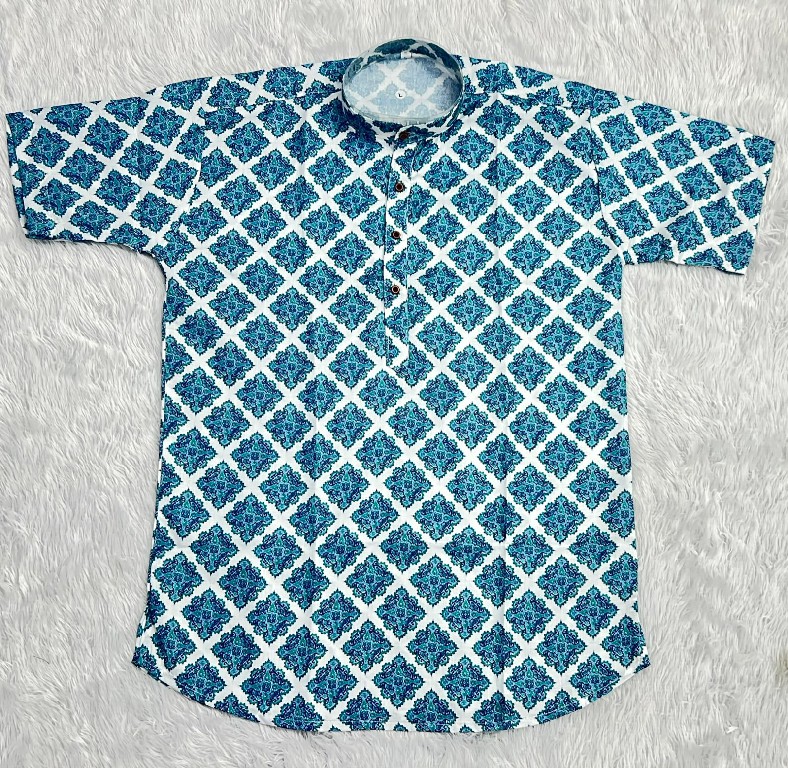 TEXTILEDEAL B-DESI WHOLESALE READYMADE COTTON PRINTED CASUAL HALF SLEEVES SHORT KURTA FOR MEN SUPPLIER