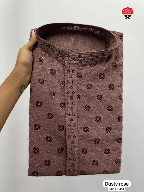 TEXTILEDEAL MANYAVAR CHIKANKARI 3.0 WHOLESALE READYMADE RAYON CHIKAN SHIFFLI WORK LONG KURTA PYJAMA FOR MEN EXPORTER