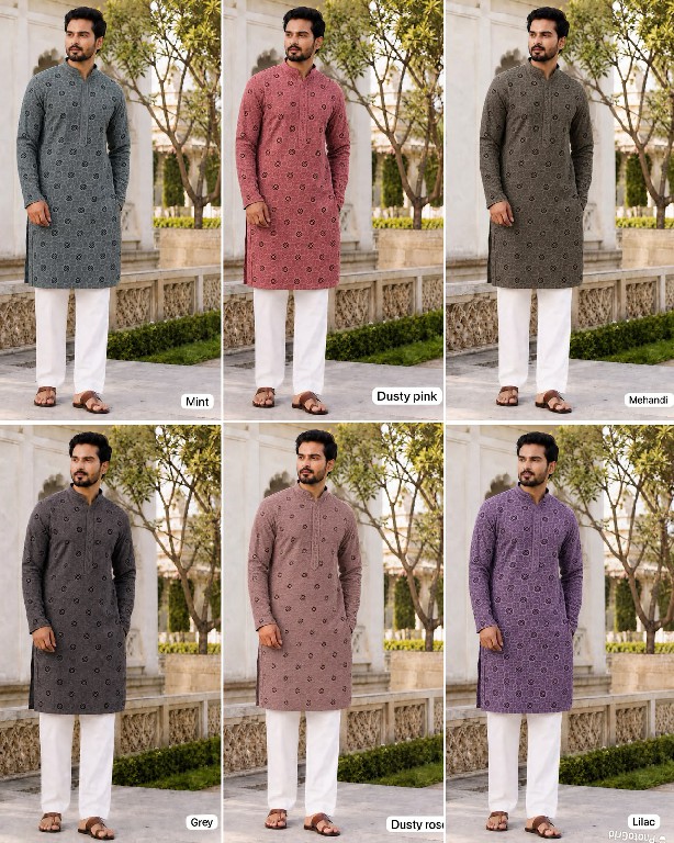TEXTILEDEAL MANYAVAR CHIKANKARI 3.0 WHOLESALE READYMADE RAYON CHIKAN SHIFFLI WORK LONG KURTA PYJAMA FOR MEN EXPORTER