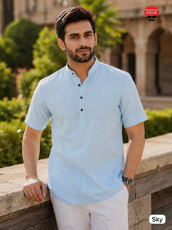 TEXTILEDEAL B-DESI 3.0 WHOLESALE READYMADE COTTON PRINTED REGULAR HALF SLEEVES SHORT KURTA FOR MEN ONLINE