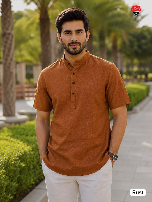 TEXTILEDEAL B-DESI 3.0 WHOLESALE READYMADE COTTON PRINTED REGULAR HALF SLEEVES SHORT KURTA FOR MEN ONLINE