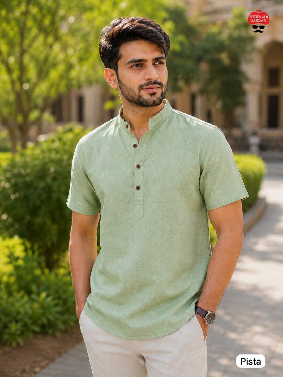TEXTILEDEAL B-DESI 3.0 WHOLESALE READYMADE COTTON PRINTED REGULAR HALF SLEEVES SHORT KURTA FOR MEN ONLINE