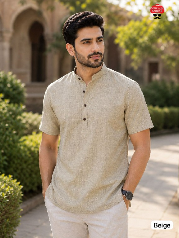 TEXTILEDEAL B-DESI 3.0 WHOLESALE READYMADE COTTON PRINTED REGULAR HALF SLEEVES SHORT KURTA FOR MEN ONLINE