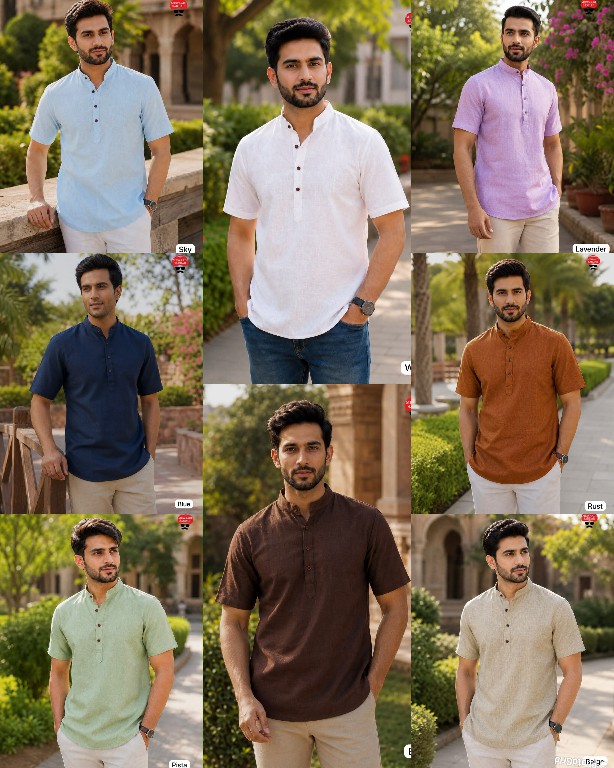 TEXTILEDEAL B-DESI 3.0 WHOLESALE READYMADE COTTON PRINTED REGULAR HALF SLEEVES SHORT KURTA FOR MEN ONLINE