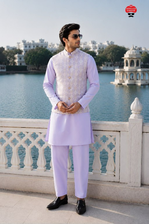 TEXTILEDEAL ROYALE COLLECTION WHOLESALE READYMADE MALAI SATIN ELEGANCE KOTI KURTA WITH PANT FOR MEN ONLINE