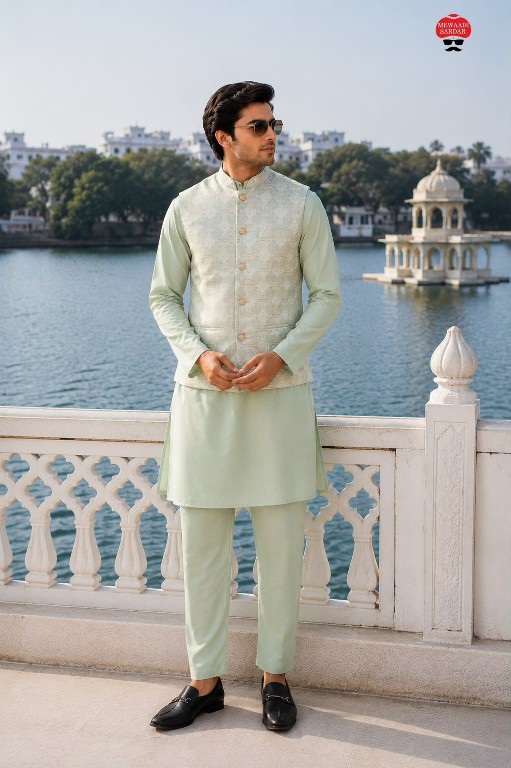 TEXTILEDEAL ROYALE COLLECTION WHOLESALE READYMADE MALAI SATIN ELEGANCE KOTI KURTA WITH PANT FOR MEN ONLINE