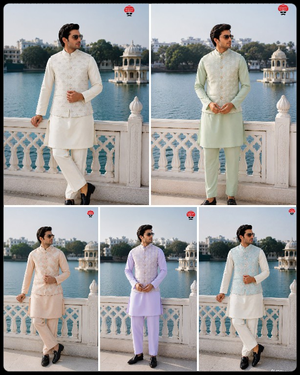 TEXTILEDEAL ROYALE COLLECTION WHOLESALE READYMADE MALAI SATIN ELEGANCE KOTI KURTA WITH PANT FOR MEN ONLINE