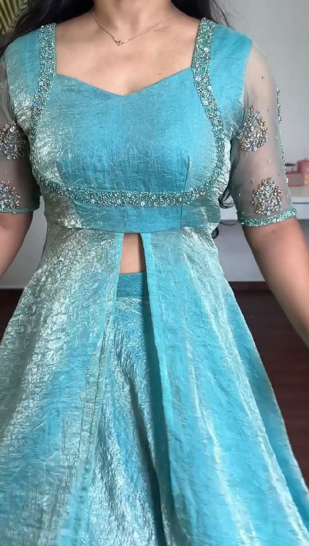 TEXTILEDEAL D.NO KD 1645 WHOLESALE READYMADE FENDY CRUSH DESIGNER FRONT SLIT ANARKALI 3 PCS SUITS EXPORTER